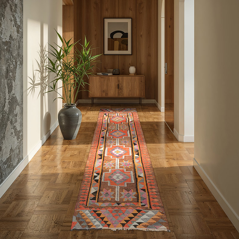Alfombra Kilim Tribal Vintage - 91 cm x 286 cm - K0077560