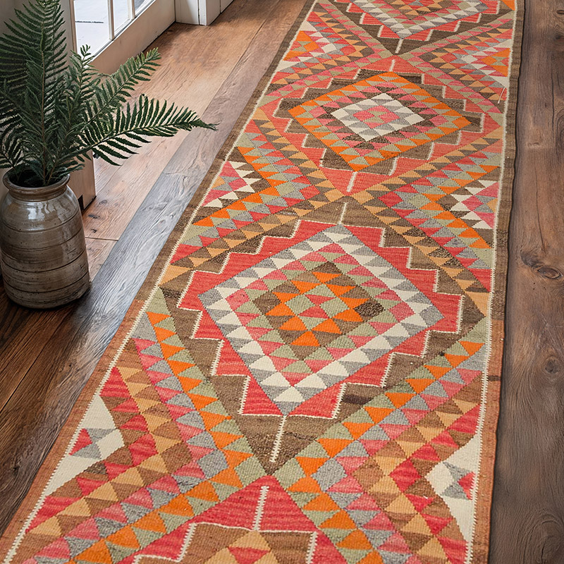 Vintage Tribal Kilim Runner - 2' 9" x 10' 6" (33" x 126") - K0077564