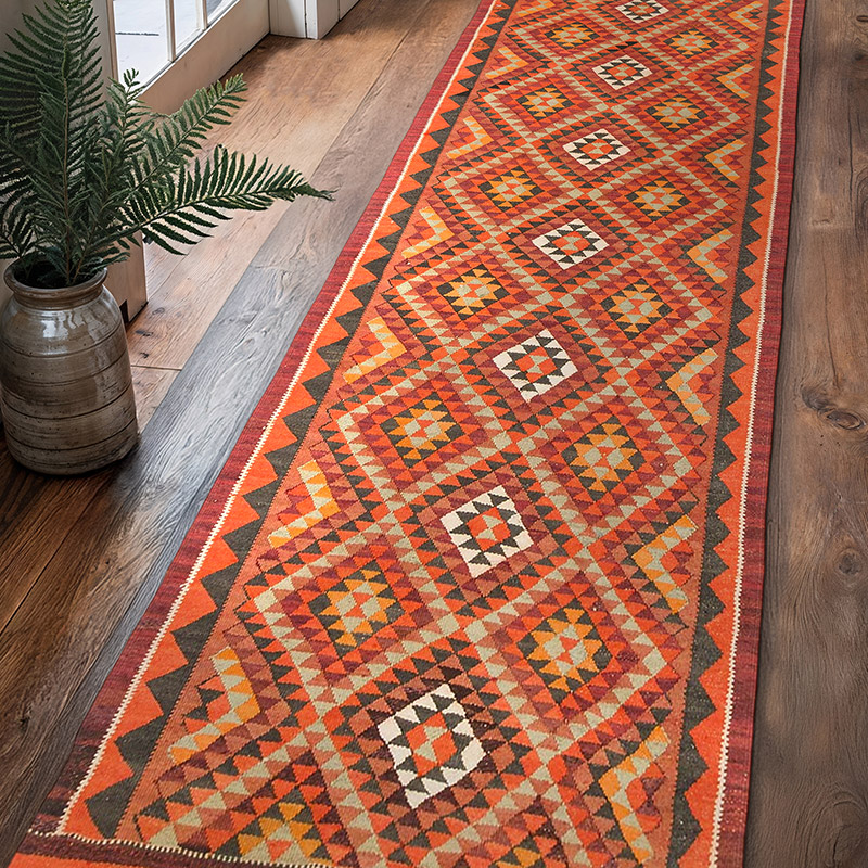Alfombra Kilim Tribal Vintage - 93 cm x 322 cm - K0077565