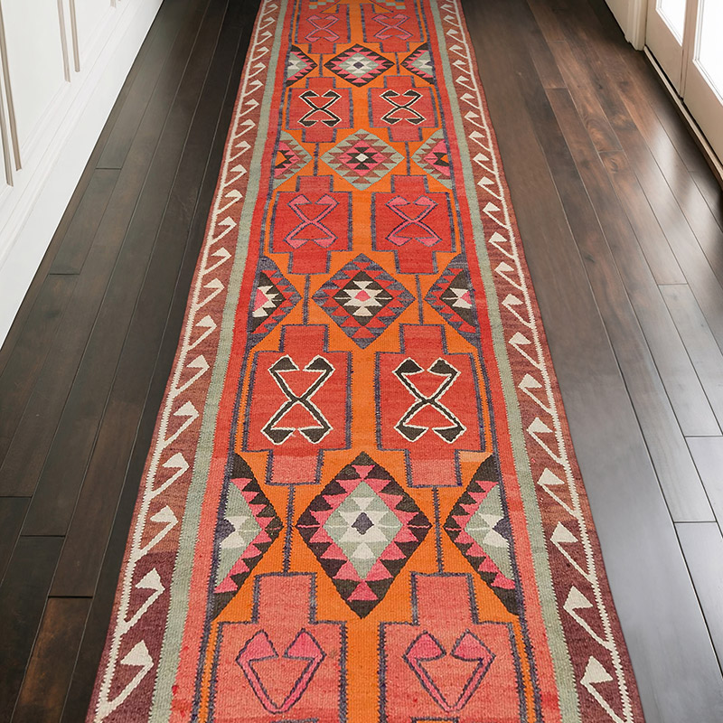 Vintage Herki Kilim Runner - 3' 5" x 11'  (41" x 132") - K0077570