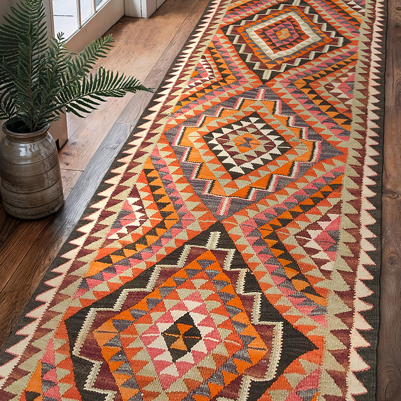 Vintage Herki Kilim Runner - 3'  x 9' 10" (36" x 118") - K0077571