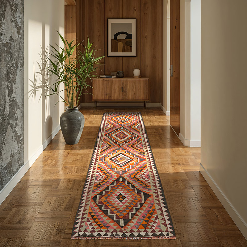 Vintage Herki Kilim Runner - 3'  x 9' 10" (36" x 118") - K0077571