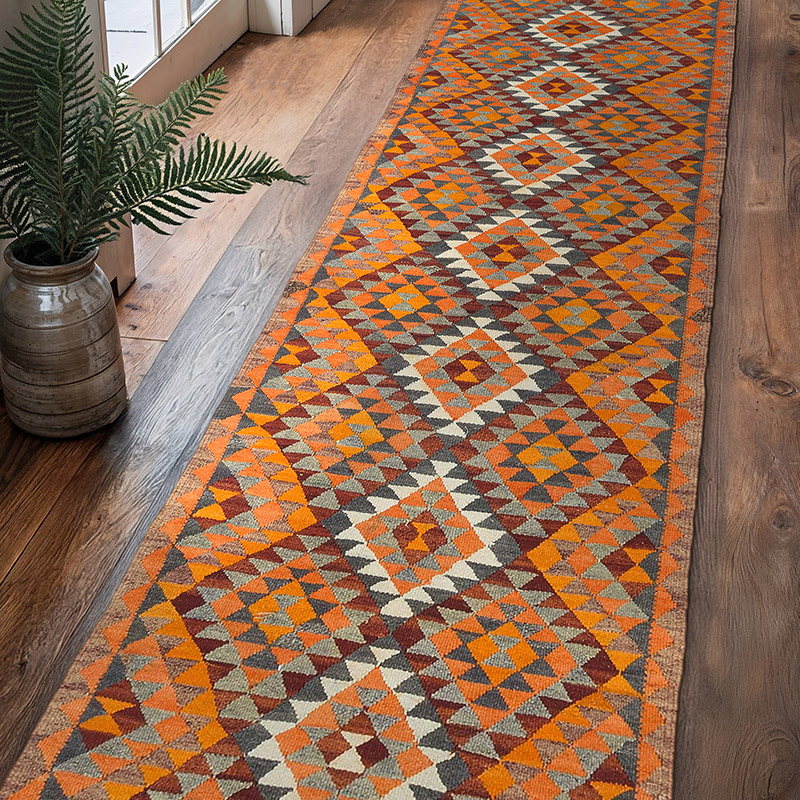 Corredor Vintage Herki Kilim - 90 cm x 353 cm - K0077576