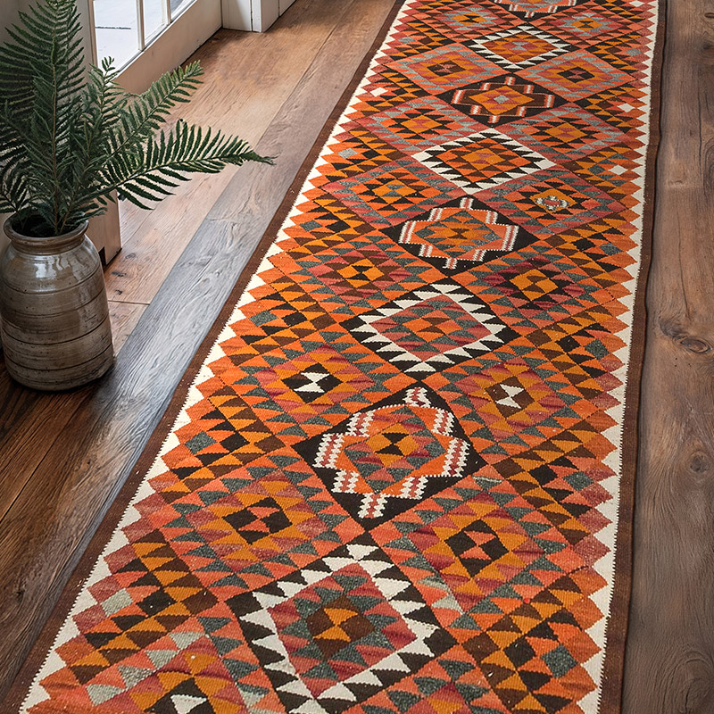 Vintage Herki Kilim Yolluk - 94 cm x 336 cm - K0077578