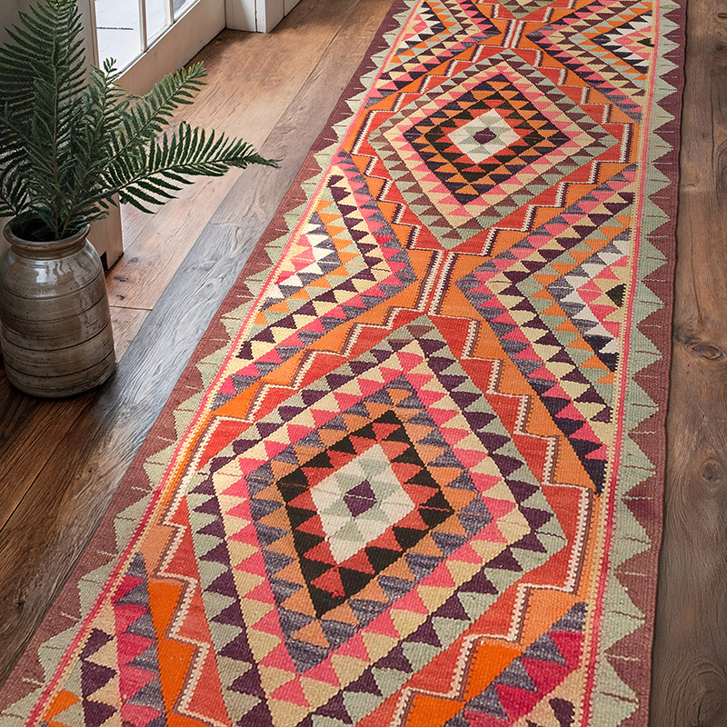 Vintage Herki Kilim Yolluk - 92 cm x 325 cm - K0077582