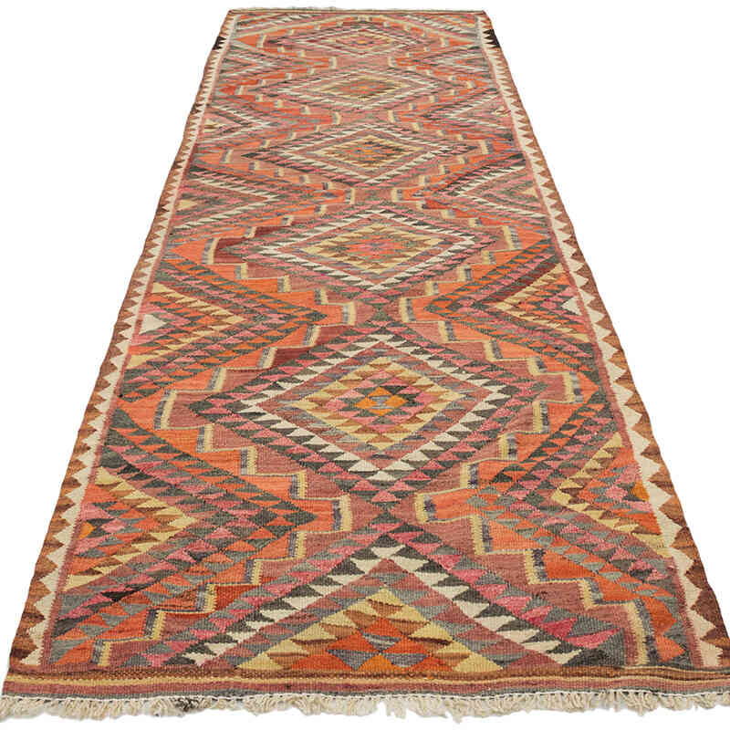 Vintage Herki Kilim Runner - 3' 4" x 10' 9" (40" x 129") - K0077587