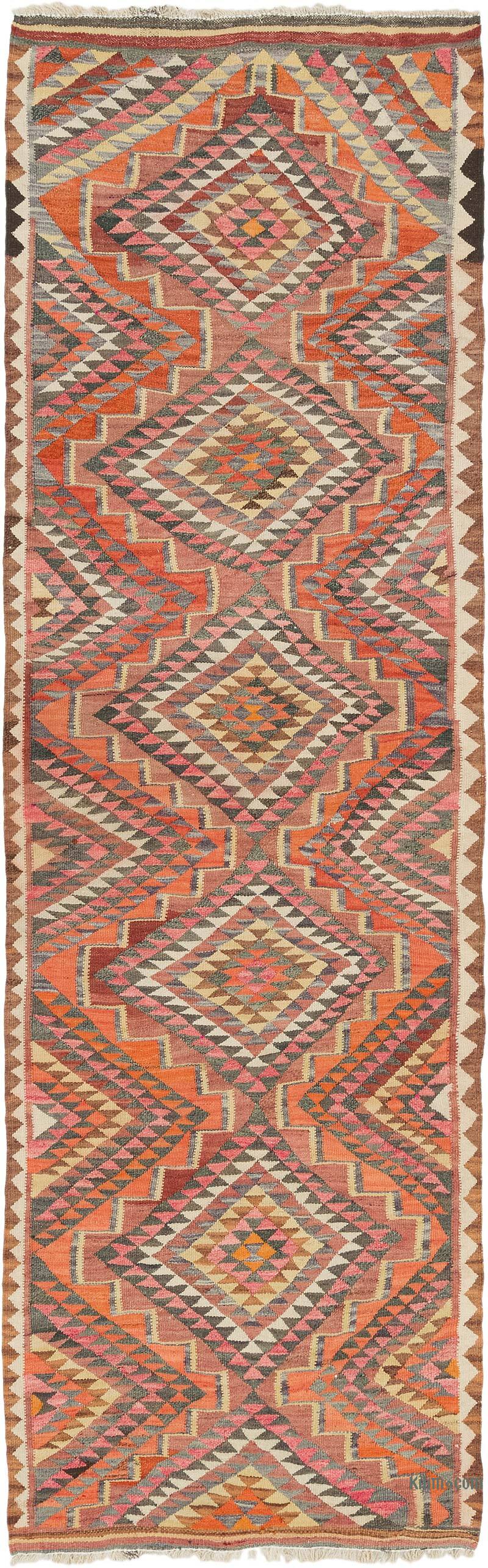 Vintage Herki Kilim Runner - 3' 4" x 10' 9" (40" x 129") - K0077587