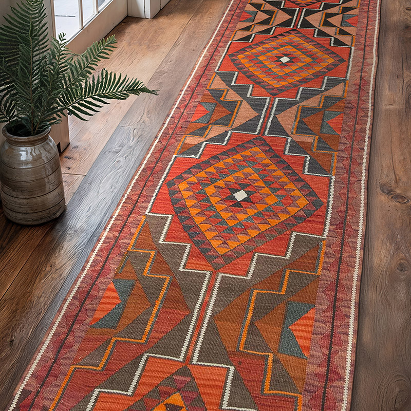 Vintage Herki Kilim Yolluk - 95 cm x 360 cm - K0077589