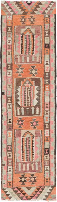 Vintage Herki Kilim Runner - 2' 11" x 10' 3" (35" x 123")