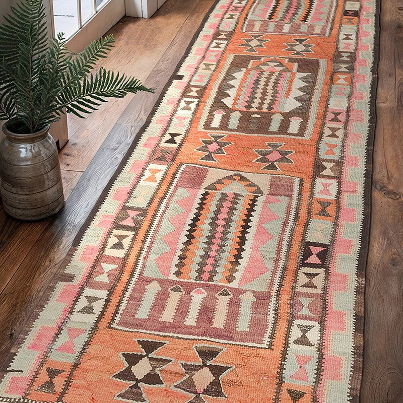 Vintage Herki Kilim Runner - 2' 11" x 10' 3" (35" x 123") - K0077590