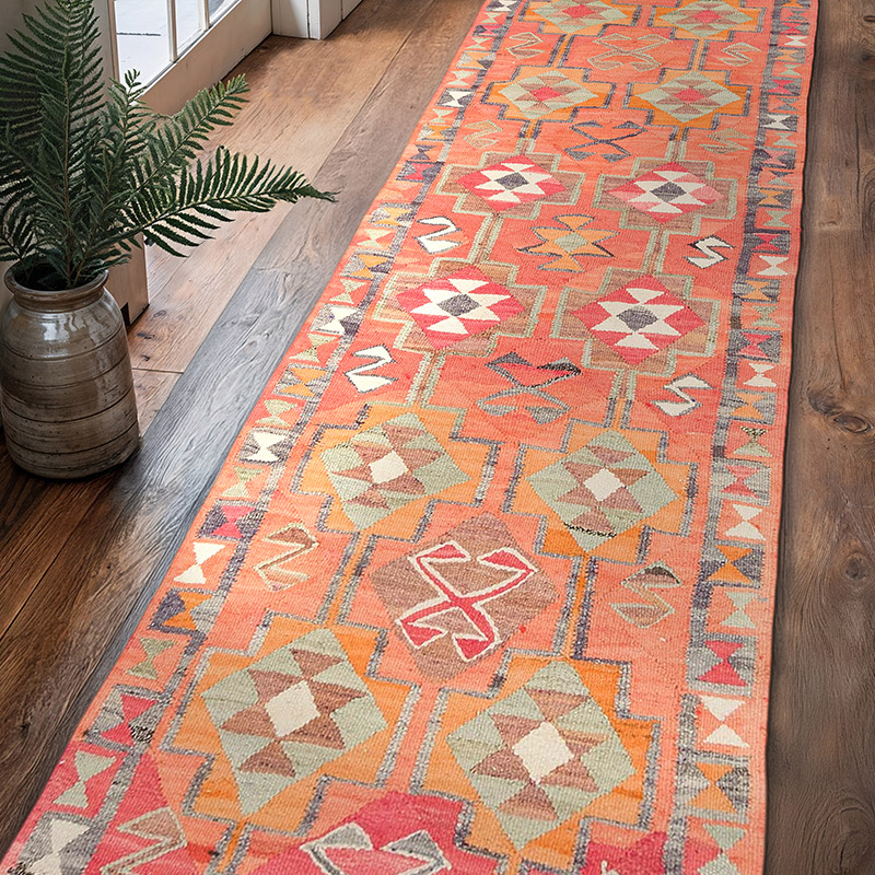 Vintage Herki Kilim Yolluk - 99 cm x 347 cm - K0077592