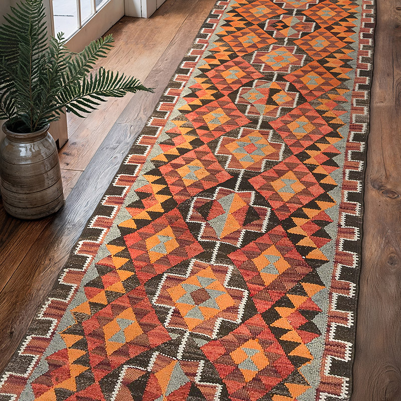 Vintage Herki Kilim Yolluk - 90 cm x 324 cm - K0077596