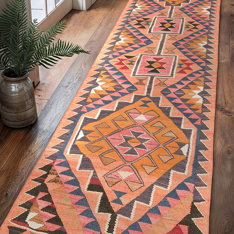 Vintage Herki Kilim Yolluk - 98 cm x 311 cm - K0077600
