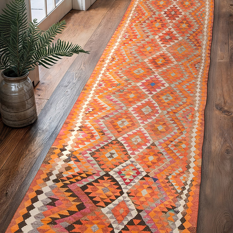Corredor Vintage Herki Kilim - 98 cm x 378 cm - K0077605