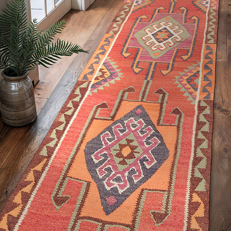 Corredor Vintage Herki Kilim - 93 cm x 313 cm - K0077609