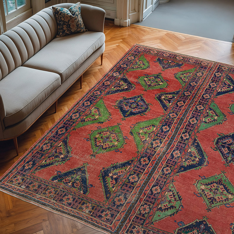 Vintage Turkish Hand-Knotted Rug - 9' 10" x 10' 3" (118" x 123") - K0077620