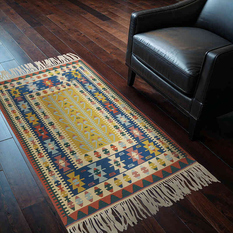 New Handwoven Turkish Kilim Rug - 3' 8" x 5' 4" (44" x 64") - K0077622