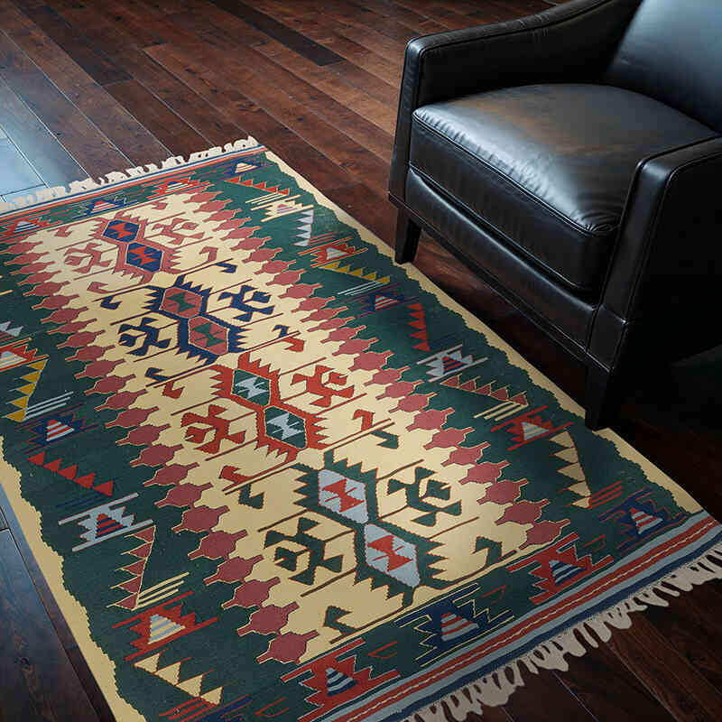 Nueva Alfombra Turca Kilim - 127 cm x 180 cm - K0077626
