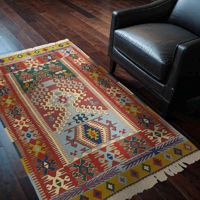 New Handwoven Turkish Kilim Rug - 3' 8" x 5' 9" (44" x 69") - K0077627