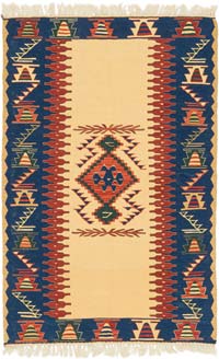 New Handwoven Turkish Kilim Rug - 3' 8" x 5' 7" (44" x 67")