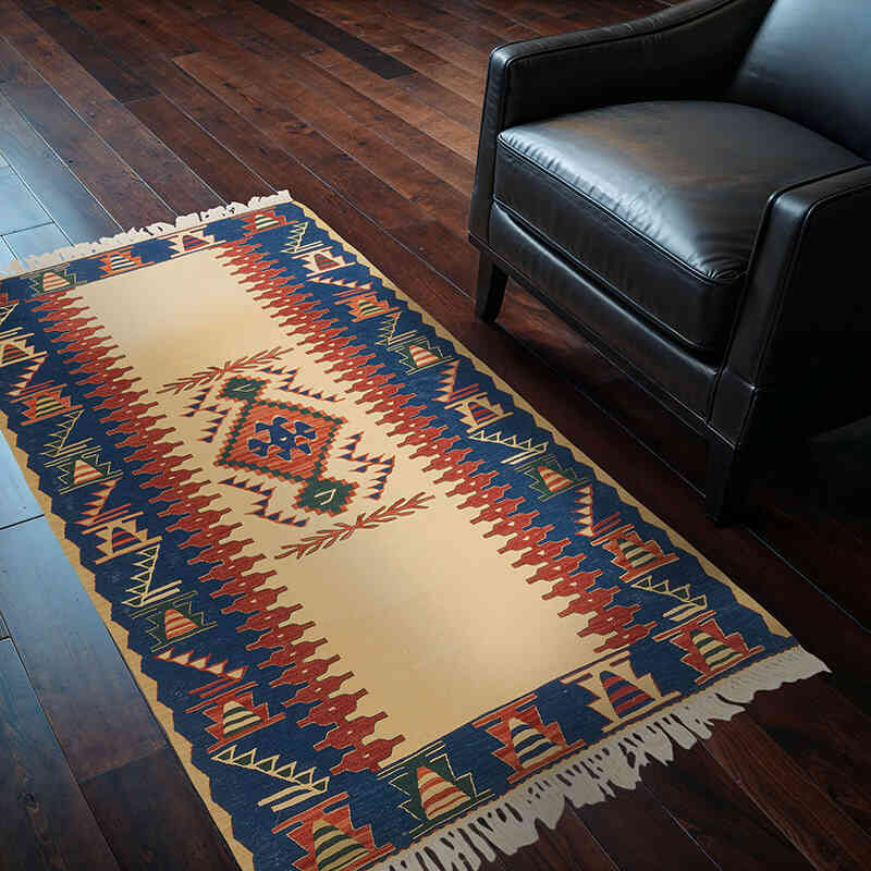 New Handwoven Turkish Kilim Rug - 3' 8" x 5' 7" (44" x 67") - K0077631