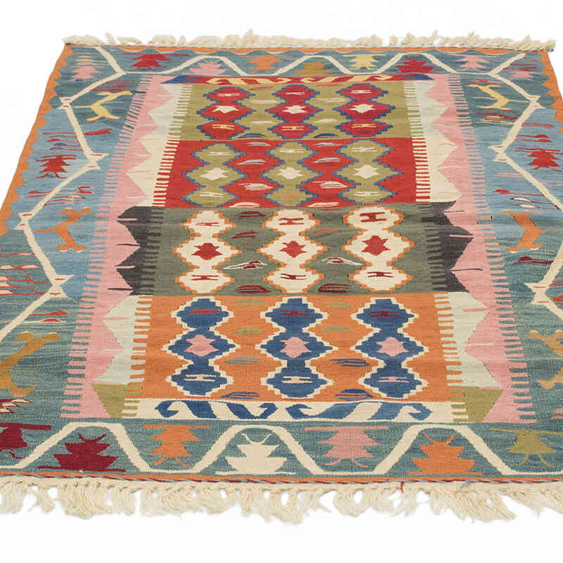 New Handwoven Turkish Kilim Rug - 3' 8" x 5' 1" (44" x 61") - K0077634
