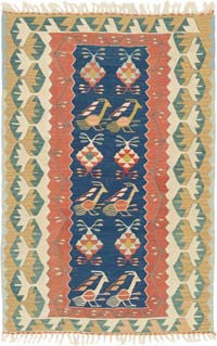 New Handwoven Turkish Kilim Rug - 3' 6" x 5' 4" (42" x 64")