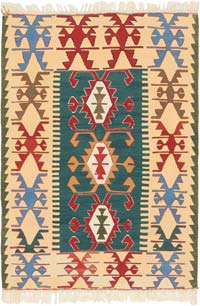 New Handwoven Turkish Kilim Rug - 3' 7" x 5'  (43" x 60")