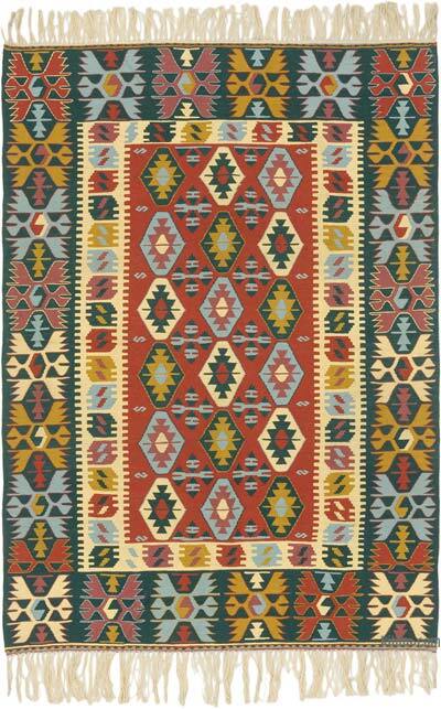New Handwoven Turkish Kilim Rug - 4' 1" x 5' 9" (49" x 69")