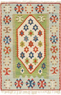 New Handwoven Turkish Kilim Rug - 3' 7" x 5' 3" (43" x 63")