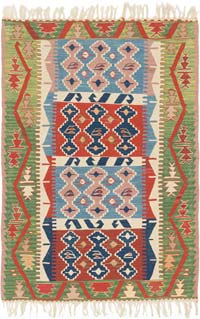 New Handwoven Turkish Kilim Rug - 3' 8" x 5' 4" (44" x 64")