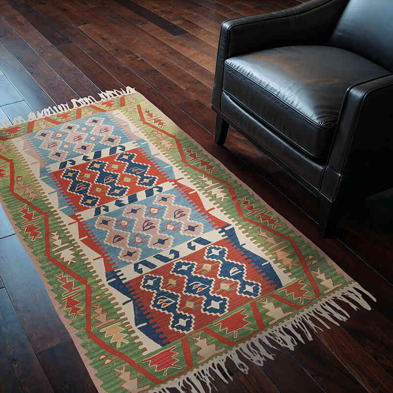 New Handwoven Turkish Kilim Rug - 3' 8" x 5' 4" (44" x 64") - K0077648