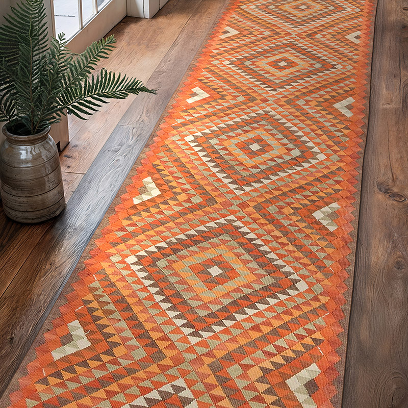 Vintage Herki Kilim Yolluk - 86 cm x 337 cm - K0077652