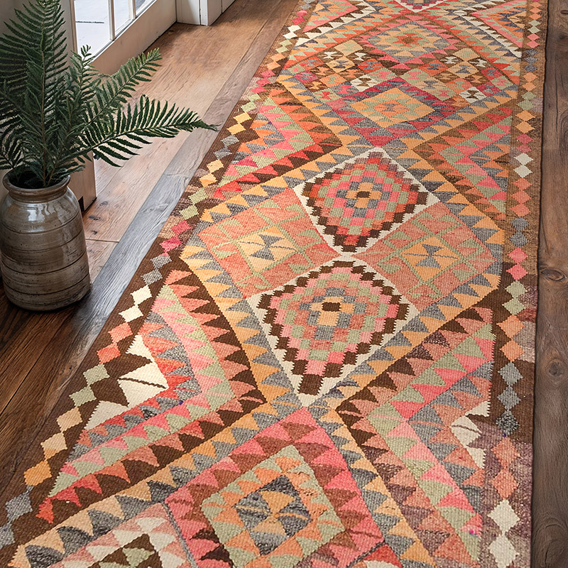 Corredor Vintage Herki Kilim - 99 cm x 317 cm - K0077654