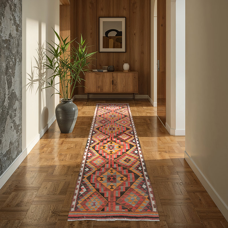 Corredor Vintage Herki Kilim - 86 cm x 288 cm - K0077656