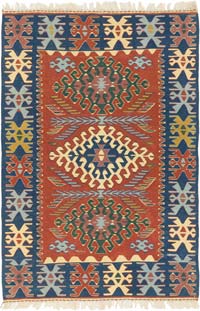 New Handwoven Turkish Kilim Rug - 3' 8" x 5' 5" (44" x 65")
