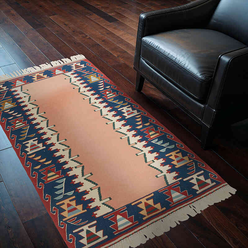New Handwoven Turkish Kilim Rug - 3' 8" x 5' 5" (44" x 65") - K0077660