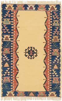 New Handwoven Turkish Kilim Rug - 3' 8" x 5' 7" (44" x 67")