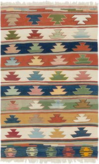 New Handwoven Turkish Kilim Rug - 3' 10" x 6'  (46" x 72")