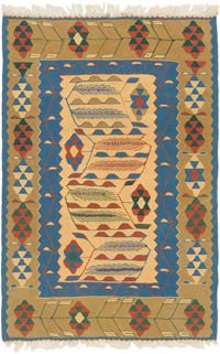 New Handwoven Turkish Kilim Rug - 3' 8" x 5' 6" (44" x 66")