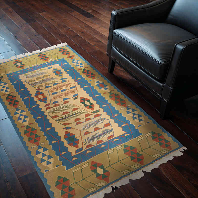 New Handwoven Turkish Kilim Rug - 3' 8" x 5' 6" (44" x 66") - K0077671
