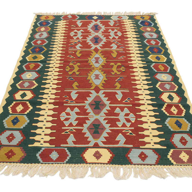 New Handwoven Turkish Kilim Rug - 3' 9" x 5' 7" (45" x 67") - K0077673