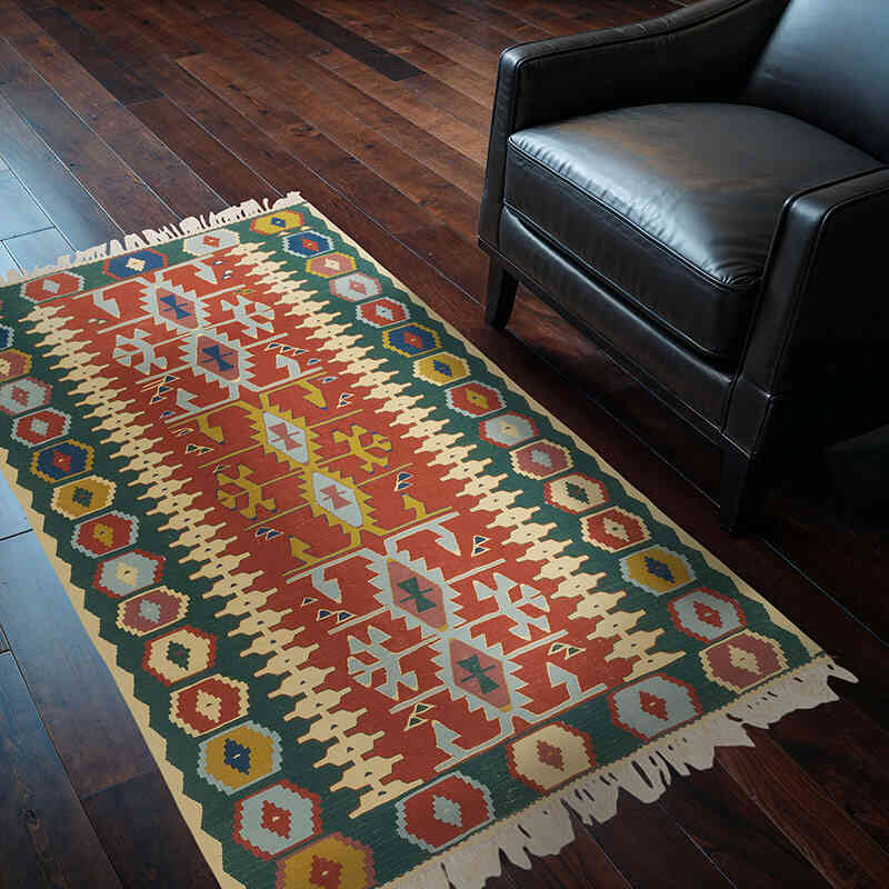 New Handwoven Turkish Kilim Rug - 3' 9" x 5' 7" (45" x 67") - K0077673