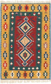 New Handwoven Turkish Kilim Rug - 3' 8" x 5' 7" (44" x 67")