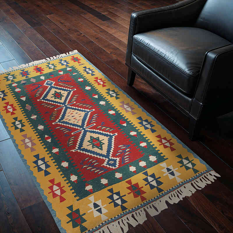 Yeni Kök Boya El Dokuma Kilim - 112 cm x 169 cm - K0077674