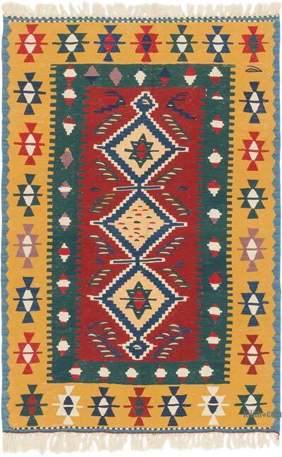 New Handwoven Turkish Kilim Rug - 3' 8" x 5' 7" (44" x 67")
