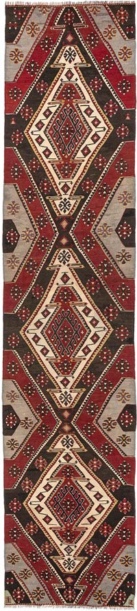 Vintage Sivas Kilim Runner - 3'  x 13' 5" (36" x 161")