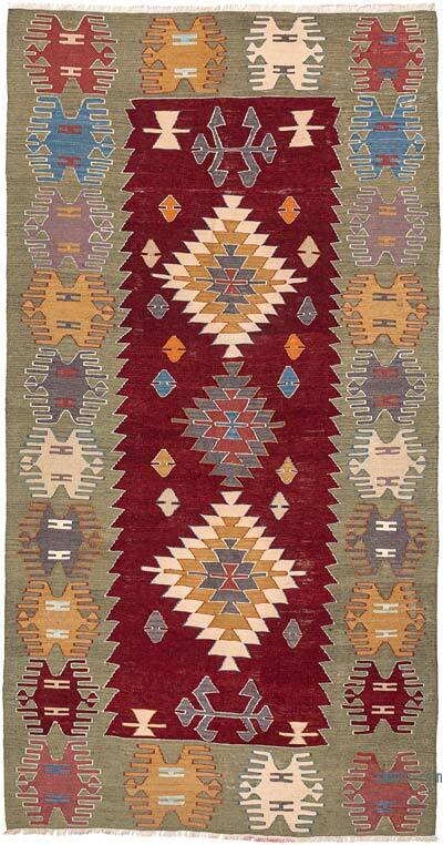 Vintage Afyon Kilim Rug - 4' 8" x 8' 10" (56" x 106")