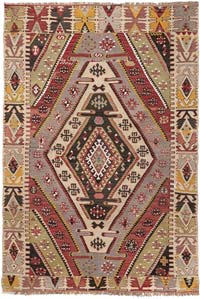Vintage Kayseri Kilim Rug - 3' 8" x 5' 5" (44" x 65")