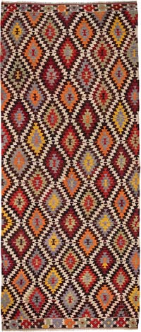 Vintage Afyon Kilim Rug - 5' 5" x 12' 6" (65" x 150")
